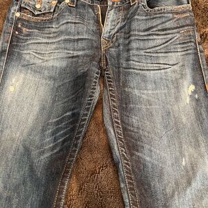 True Religion Men's Distressed Blue Jeans